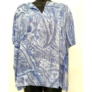 Chico's Printed Split-Neck Blouse Relaxed Dolman Women's Size 0 (S/4) - Picture 1 of 8