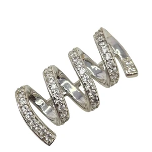 Sterling Silver 925 DQ CZ Sparkling Spiral Coil Slide Pendant ONLY - Picture 1 of 6