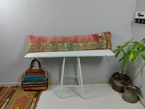 12x48 Turkish Kilim Pillow Cover - Long Lumbar Throw - Vintage Boho Cushion - Picture 1 of 10