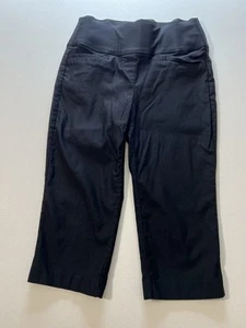 APT. 9 Pantaloni donna neri cropped elasticizzati gambe dritte tasche petite 10P - Foto 1 di 9