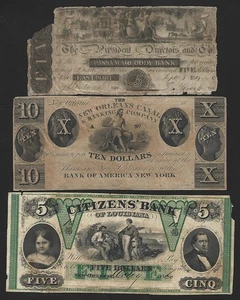 USA 5 Dollars Passamaquoddy Bank 1819 Citizens Bank 1860 10 Dollars Canal & Bank - Picture 1 of 2
