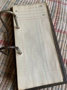 Vintage General Store Customer  Purchase  Log & Wooden Stand - Picture 1 of 6