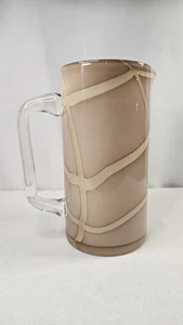 Vintage MCM Hand Blown Glass Pitcher w Handle Nude w Cream Swirls Glass Art - Picture 1 of 9