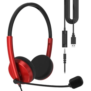 USB Headset with Mic, Mute Button Volume Control, Lightweight Wired Computer ... - Picture 1 of 6