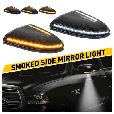 For 2009-18 Dodge RAM 1500 LED Side Mirror Puddle Light Signal Light Dual Color - Image 1 of 4