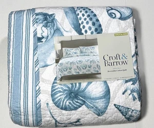 Edredón reversible King CalK Croft Barrow Home grandes conchas marinas dispersas concha marina - Imagen 1 de 6