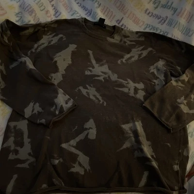 Kenneth Cole Нью-Йорк пуловер шерсти свитер камуфляж многоцветный большой винтажный - Изображение 1 из 4