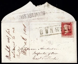 1858 1d Red LC BONHILL Scots Local Type III and BLANTYRE STATION East Kilbride - Picture 1 of 2