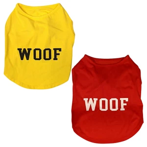 Fashion Pet Dog Shirt For Dogs Puppy Woof Tee Red Yellow - Picture 1 of 12