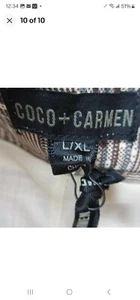 Coco & Carmen Women’s L/XL Brown Checkered Wide Leg Tie Front Pants New - Picture 1 of 7