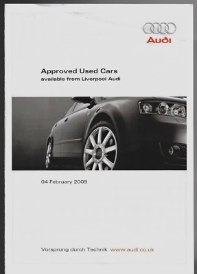 Liverpool Audi Approved Used Car Stock List 2009 UK Market Brochure A3 A4 A6 TT - Image 1 of 2