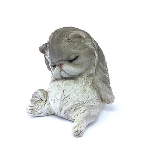 Sleeping Animal Cat Gray Garden Statue Designer Art Decoration Outdoor Yard Lawn - Picture 1 of 12