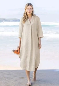 Celtic & Co Hanf Midi Kaftan Haferflocken Beige UK Größe 14 - Bild 1 von 9