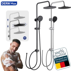 Duschset Duschsystem Verstellbare Duschstange Runder Duschkopf Edelstahl Dusche - Bild 1 von 17