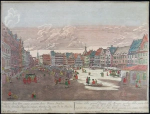DRESDEN ALTMARKT ALTKOL. KUPFERSTICH ANSICHT PROBST CANALETTO BELLOTTO 1760 - Picture 1 of 4