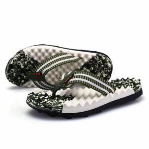 Men's Flip Flop Massage Slippers Thong Sandals Textile Strap Summer Beach Shoes