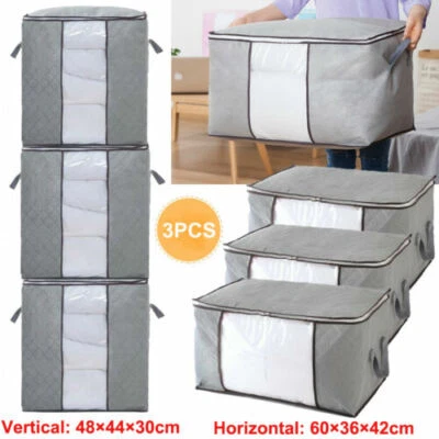 2/3Pack Aufbewahrungstasche Faltbare Kleideraufbewahrung für Bettdecken Kleidung - Bild 1 von 4