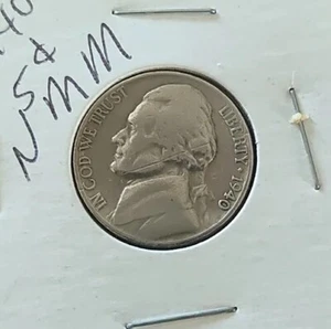1940 Thomas Jefferson Nickel, selten, US-Münze, 5 Cents, kein Münzzeichen, Vintage Check IT - Bild 1 von 6
