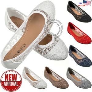 [NEW] CLOVERLAY Women's Lace Flats Crochet Ballet Slip On Ballerina Shoes