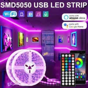 WiFI LED Strip Lights RGB USB Wifi LEDs Bluetooth 5V For Bedroom, Car - Picture 1 of 10