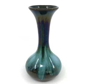 BMP Bud Vase Green Blue Drip Glaze 5.5in 1960s 70s Blue Mountain Pottery Canada - Picture 1 of 10