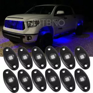 12 Pods Blue LED Rock Lights Kit Underbody Neon Light For Toyota Tundra Tacoma - Bild 1 von 16