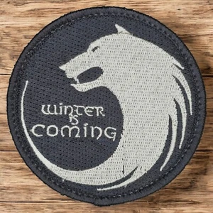 WINTER IS COMING GAME OF THRONES HOUSE STARK WOLF ACU LIGHT TACTICAL HOOK PATCH - Picture 1 of 3