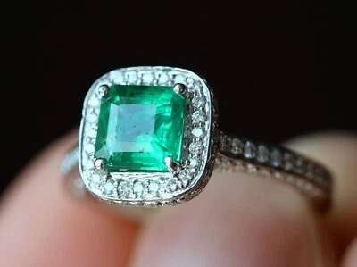 2Ct Squre Emerald Diamond Lab-Created Women's Wedding Ring 14K White Gold Plated - Image 1 of 4