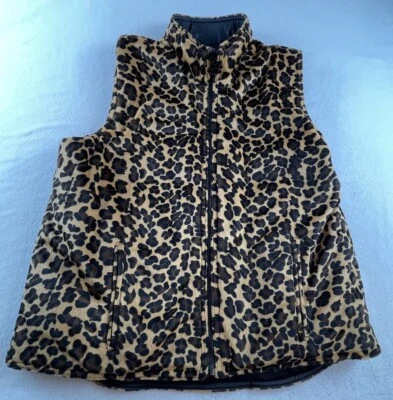 KC Collections Size XL Animal Print Reversible Black Quilted Sleeveless Vest - Image 1 of 4
