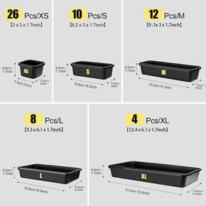 Upgraded 60PCS Tool Box Organizer Tray Divider 5 Sizes Desk Drawer Organizers - Picture 1 of 6