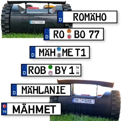 Wunsch Kennzeichen Nummernschild Aufkleber Mähroboter Saugroboter Wischroboter - Bild 1 von 4