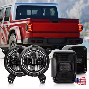 Newest LED Tail Lights + Halo Headlights w/ Bracket for Jeep Gladiator 2020-2024 - Picture 1 of 12