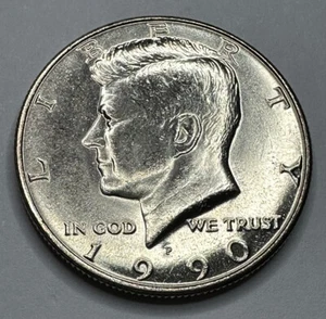 1990-P Kennedy Half Dollar 50cent Piece Uncirculated BU Coin from US Mint Set - Picture 1 of 7