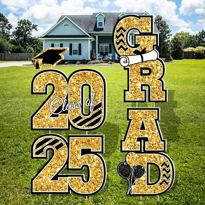 Letrero de patio de graduación 2025 decoraciones con naranja y azul clase de... Foto 1 de 4