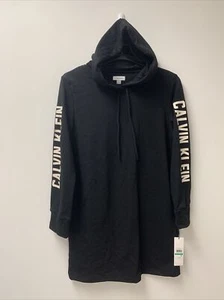 New Calvin Klein Women’s Long sweater with hoody, size: L, Black, MSRP$69.50 - Picture 1 of 9