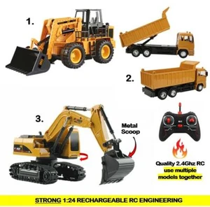 Rc Digger Bulldozer Dump Tipper Excavator Bulldozer Remote Control Digger Truck - Picture 1 of 45