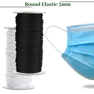 Cordón elástico redondo para mascarillas artesanales de costura negro blanco elástico 3 mm - Imagen 1 de 11