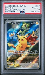 2023 POKEMON SVP EN-SV BLACK STAR PROMO #027 PIKACHU PSA 10 - Foto 1 di 2