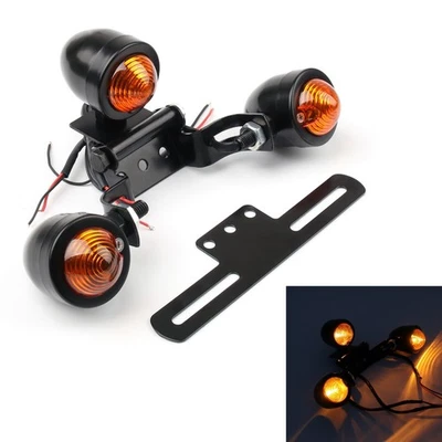 Universal Motorcycle Mount License Plate Bracket Taillight Brake Light Black E - Image 1 of 3