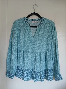 Top donna Vineyard Vines taglia small mare floreale a strati acqua teal rayon metallizzato - Foto 1 di 10
