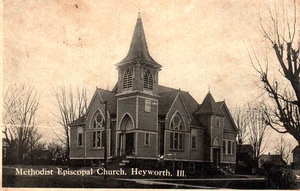 Cartolina IL HEYWORTH Illinois CHIESA METODISTA 1911 - Foto 1 di 2