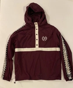 Victoria Secret PINK Jacket Womens M/L Burgundy Sequin Windbreaker Hoodie 90s - Picture 1 of 7