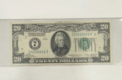 1928 $20 Fr. 2050-D Federal Reserve Note.  Uncirculated 65 . - Image 1 of 4