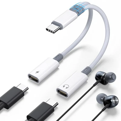 Adattatore USB C Doppio 2 in 1 Sdoppiatore USB C Cuffie E Ricarica Splitter Type - Immagine 1 di 4