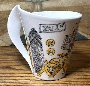 NEW YORK New Wave Caffe 12 Oz Mug Villeroy & Boch Germany Wall Street Stock Bull - Picture 1 of 6
