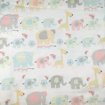Cotton Flannel Joann Fabric 3.5 Yards 42" Wide Baby Zoo Animal Print Pastel - Image 1 of 4