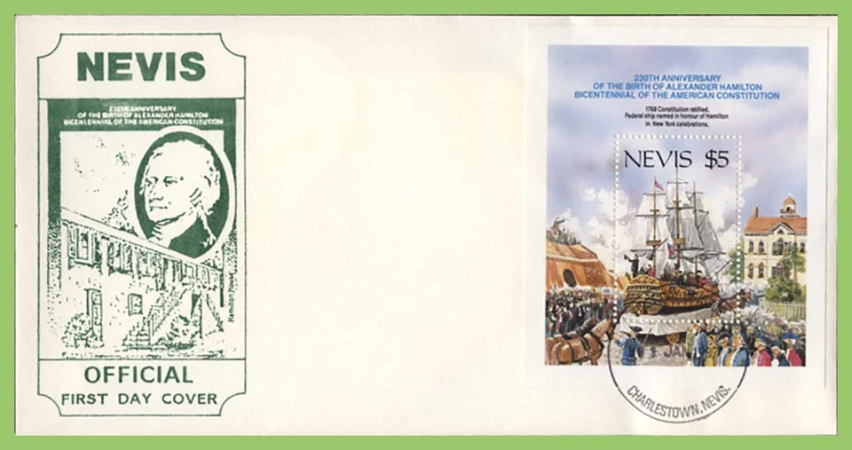 Nevis 1997 Bicentennial of Americam Constitution M/S on First Day Cover - Image 1 of 1