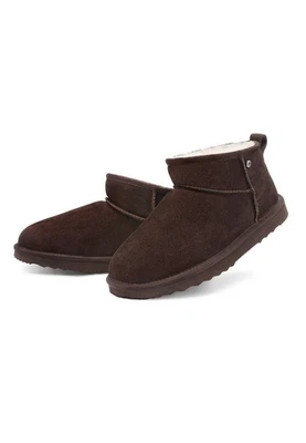 PARFEYING Herren Lammfell-Stiefe Warm Gefütterte Winter Boots Stiefeletten Bequeme