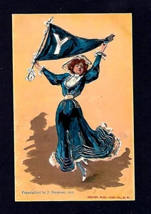 Postal de artista de J. Bergman de 1905, dama elegante con bandera - estilo patriótico - Imagen 1 de 2