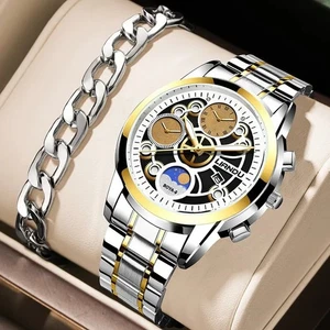 Orologio da Uomo in Acciaio Movimento al Quarzo con Bracciale Abbinato - Picture 1 of 8